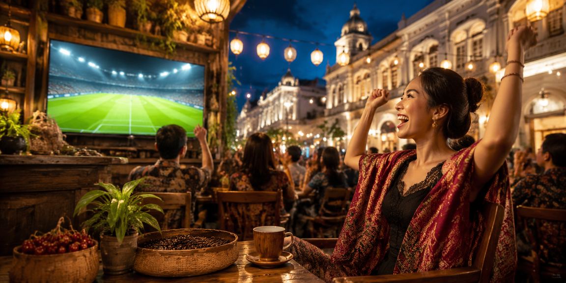 Pemain menikmati taruhan kasino sambil minum kopi di kafe modern