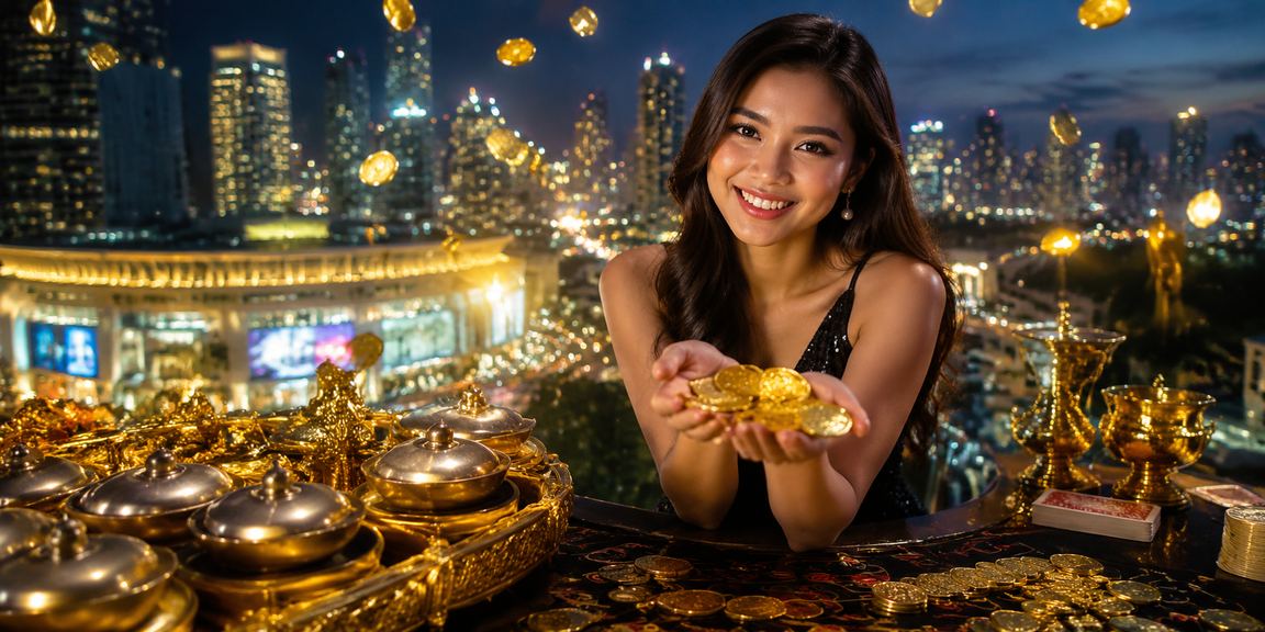 Model menampilkan layanan kasino online dengan ekspresi percaya diri